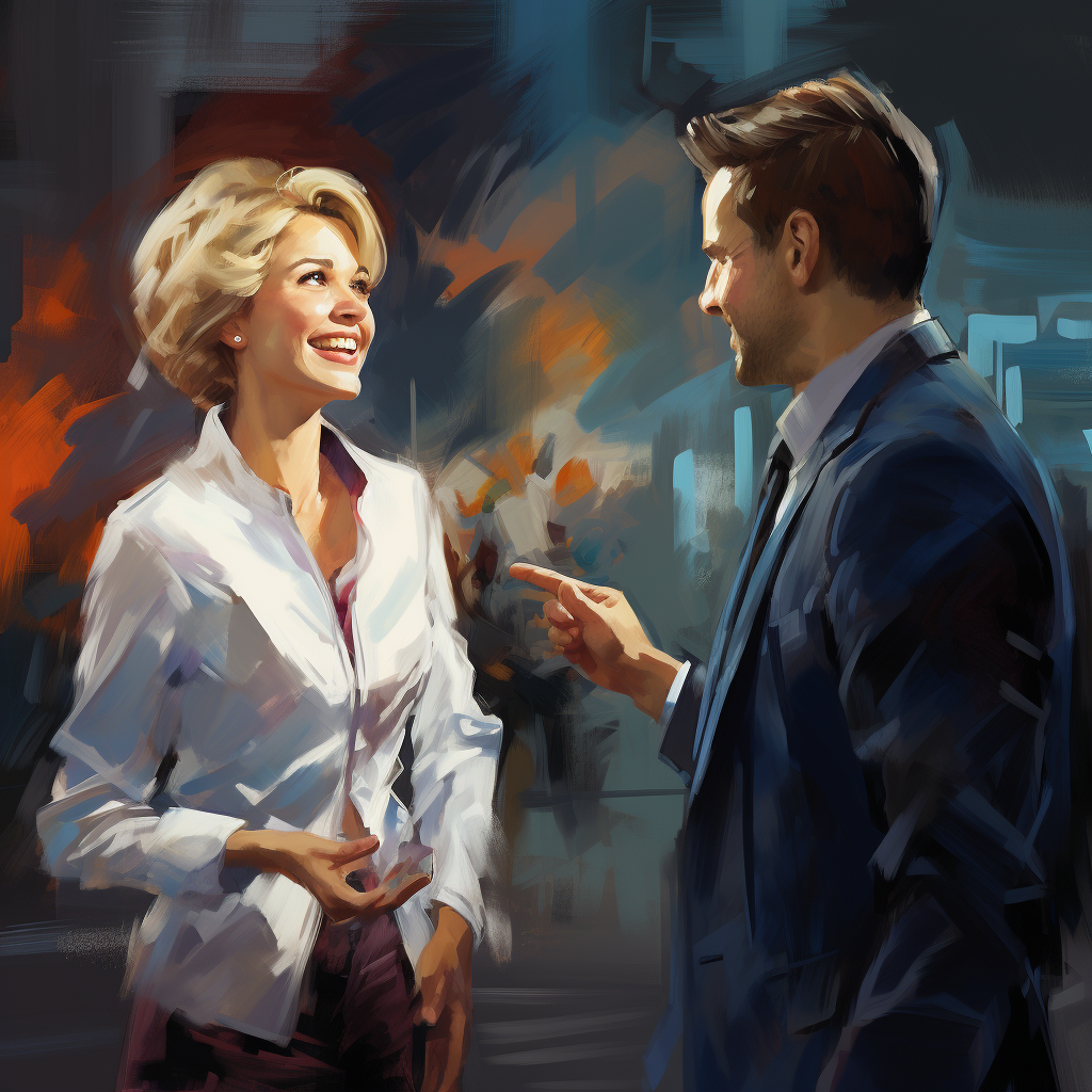 happybrains_A_smiling_businesswoman_with_short_blonde_hair_wear_6f4aac1d-5c2d-442a-bf34-cc9651645d84 woman persuading a man